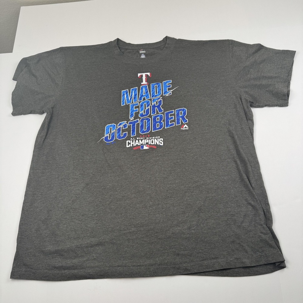 Texas Rangers Majestic Shirt 4XL MLB 2016 AL West Champions Made For October Tee